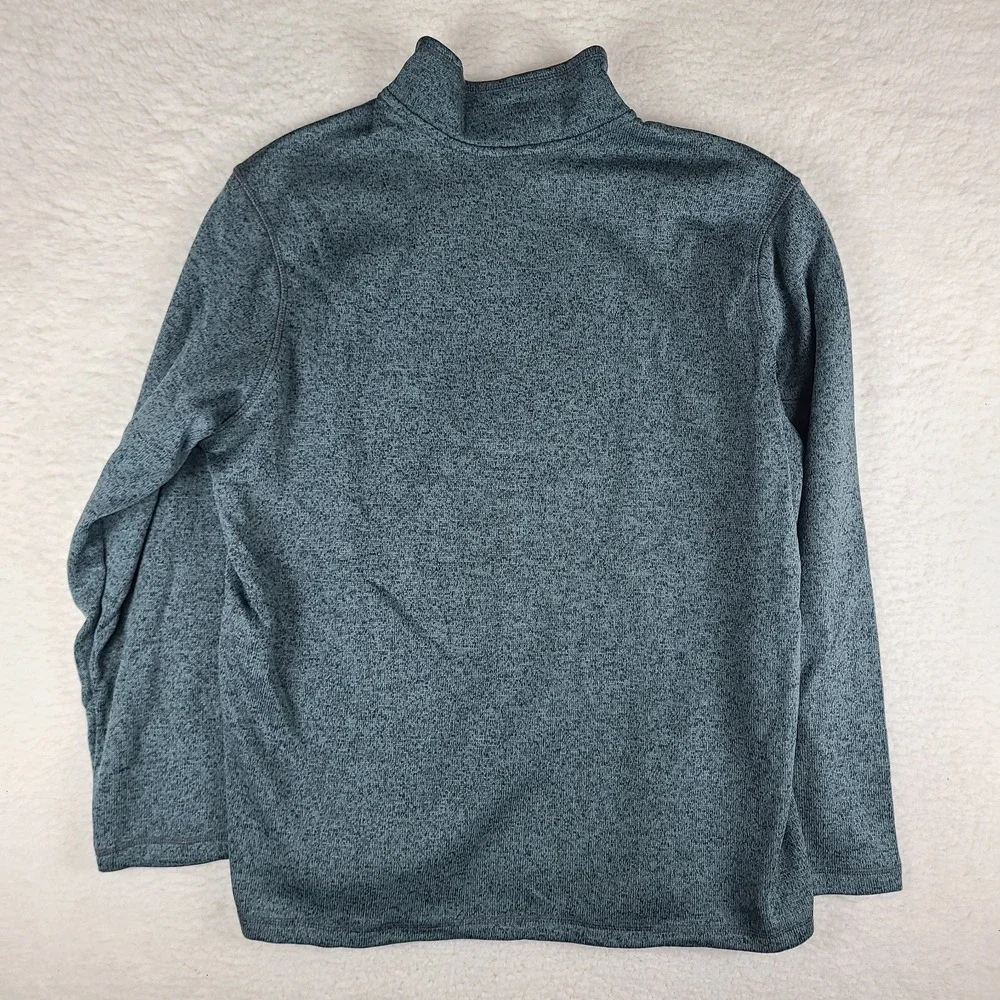 Eddie Bauer Fleece Sweater Mens 2XL XXL Teal Blue‎ Quarter Zip Sweatshirt